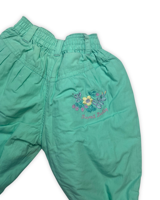 Mintgroen gevoerd broekje maat 74