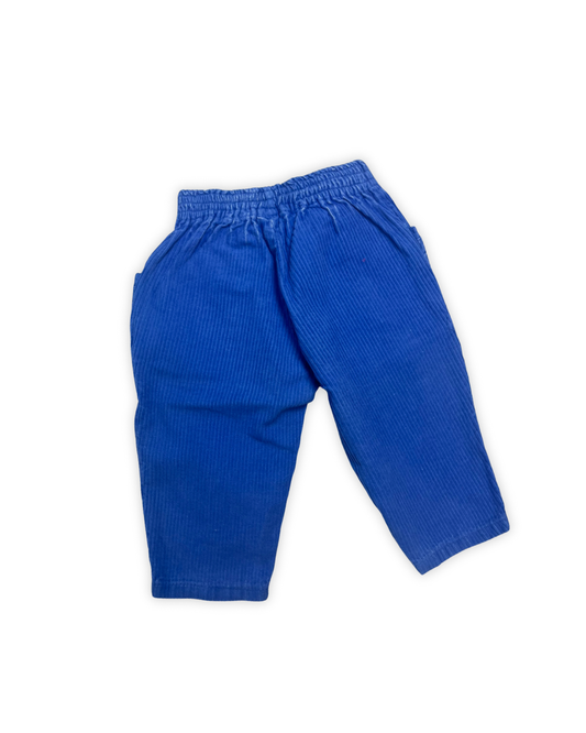 Blauwe rib fluwelen broek maat 80