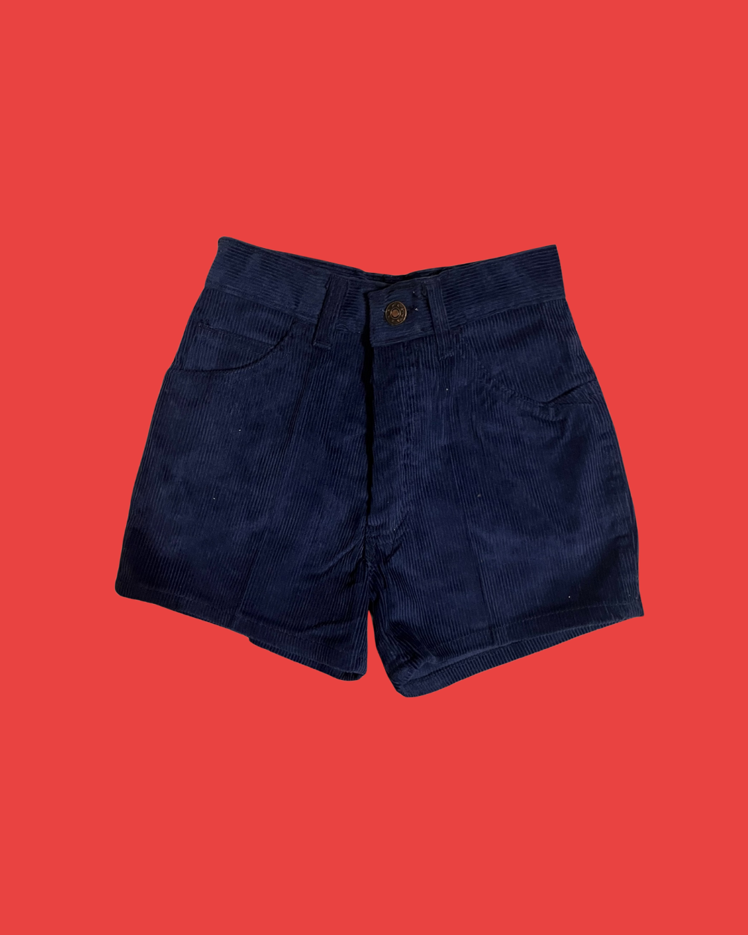 Short in ribfluweel donker blauw maat 140