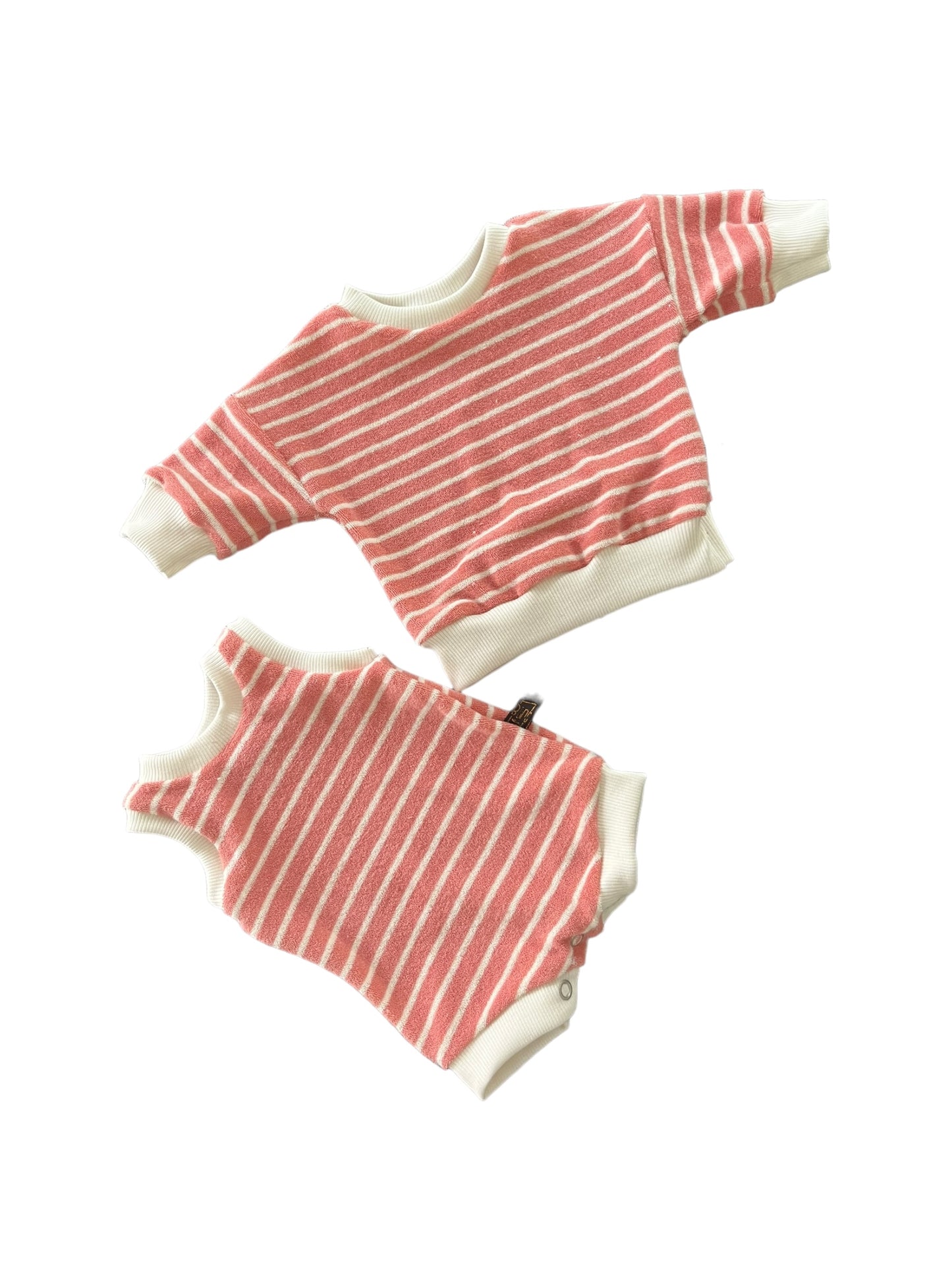 Sponsen sweater 0 maand roze wit gestreept