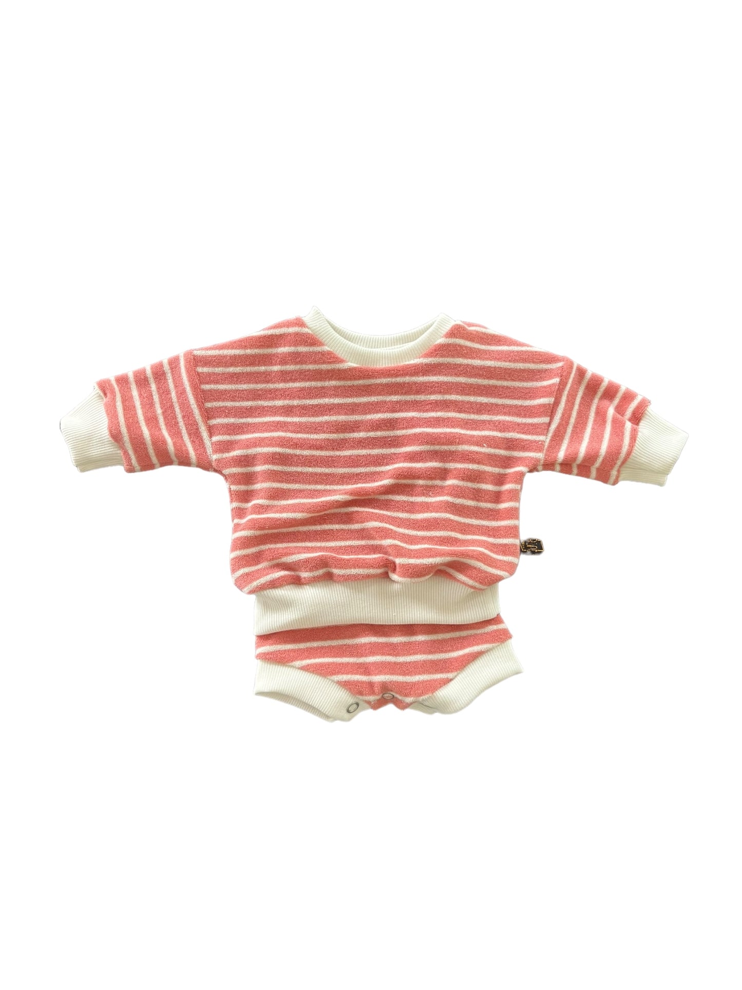 Sponsen sweater 0 maand roze wit gestreept