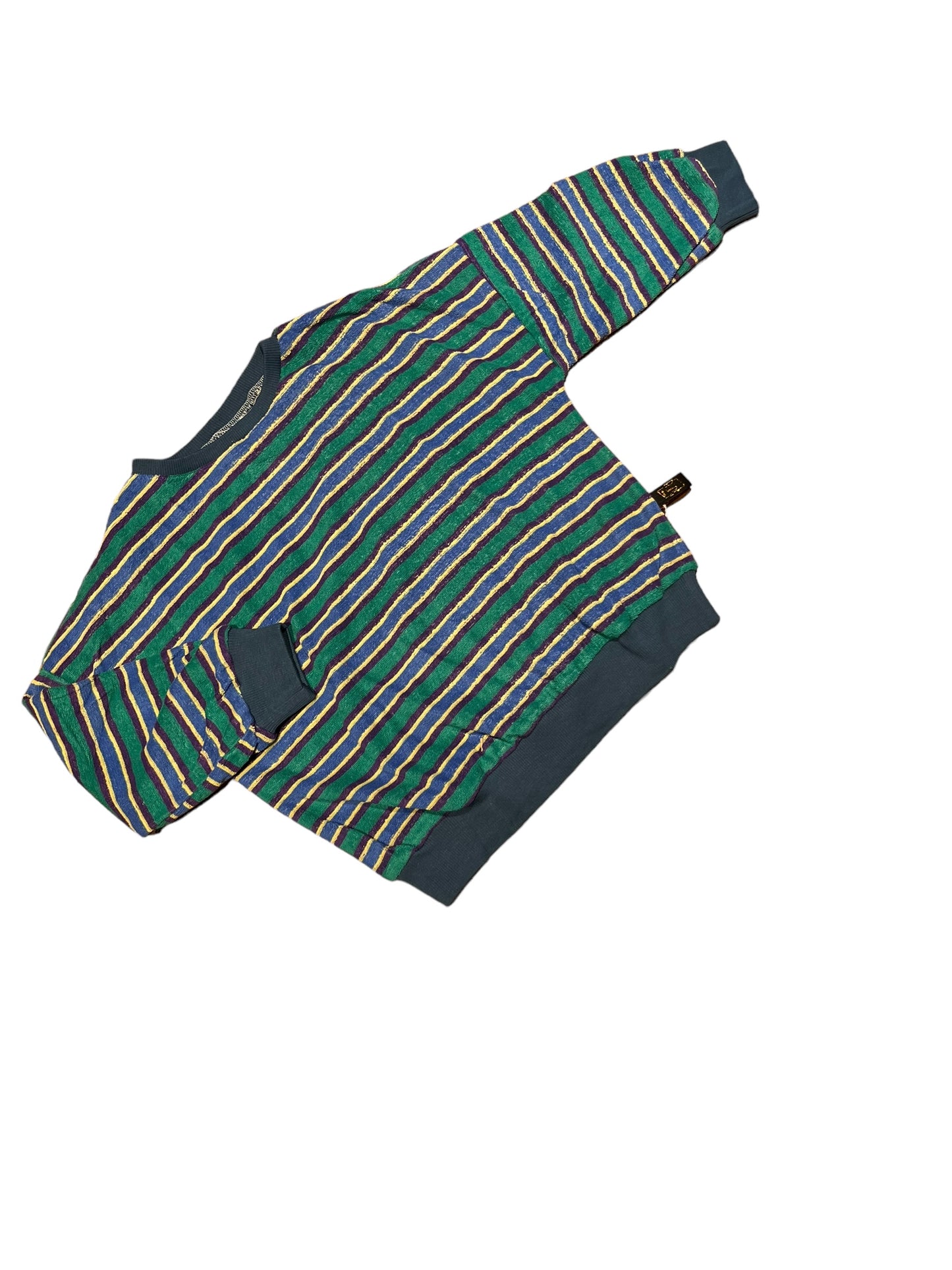 Sponsen sweater L bauw groen gestreept