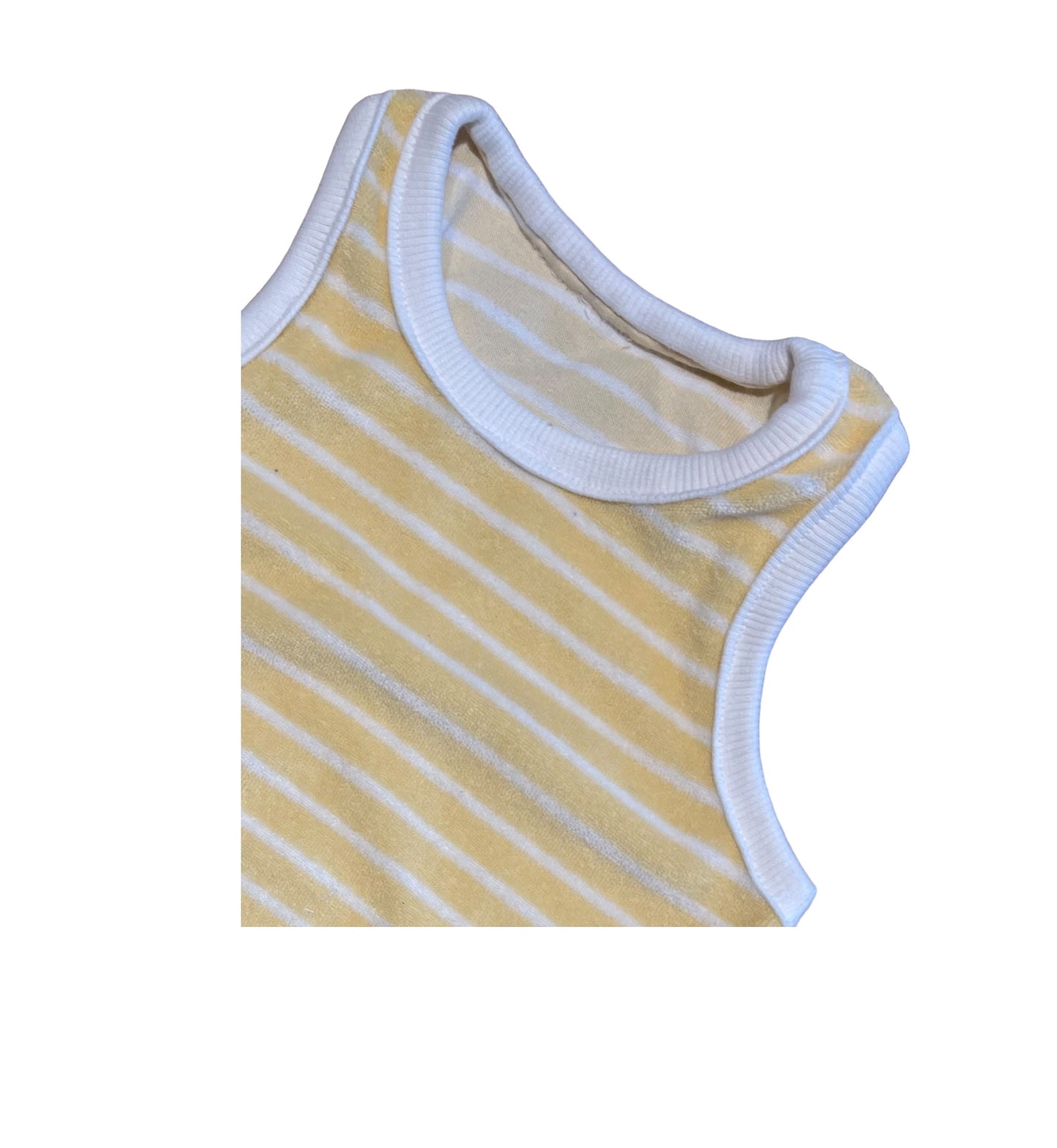 Zomerse romper 18 maand geel wit gestreept