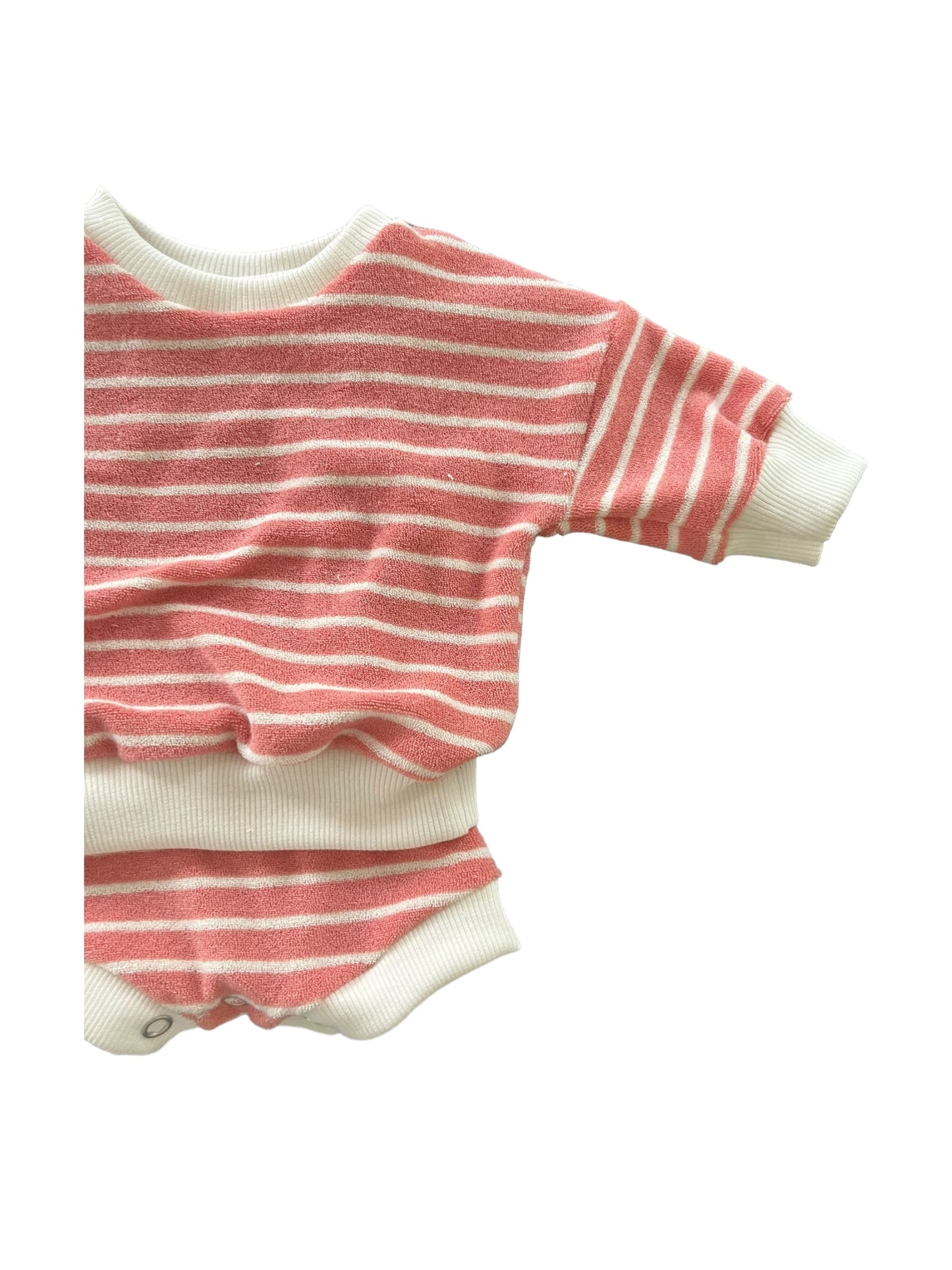 Sponsen sweater 0 maand roze wit gestreept
