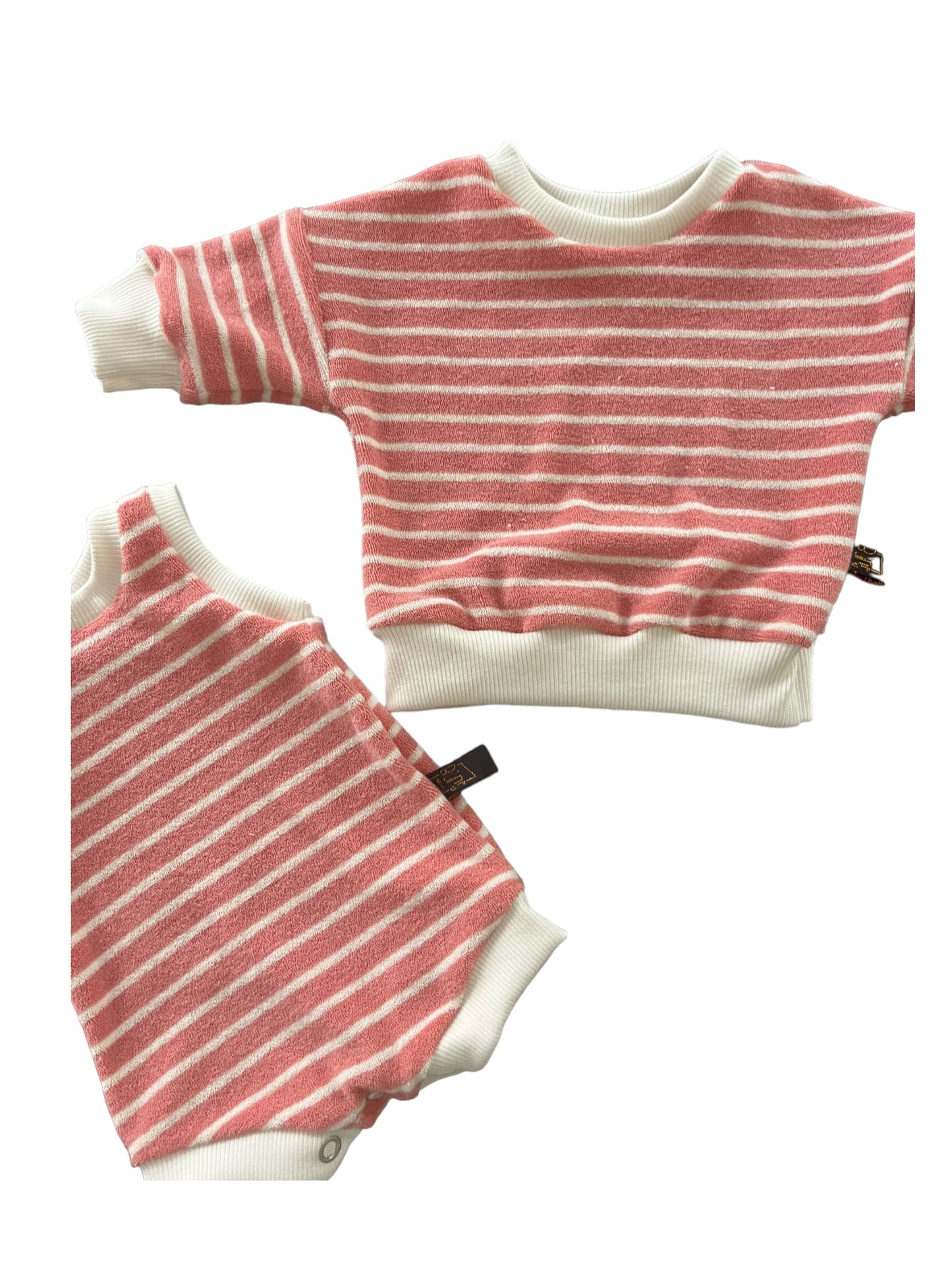 Sponsen sweater 0 maand roze wit gestreept