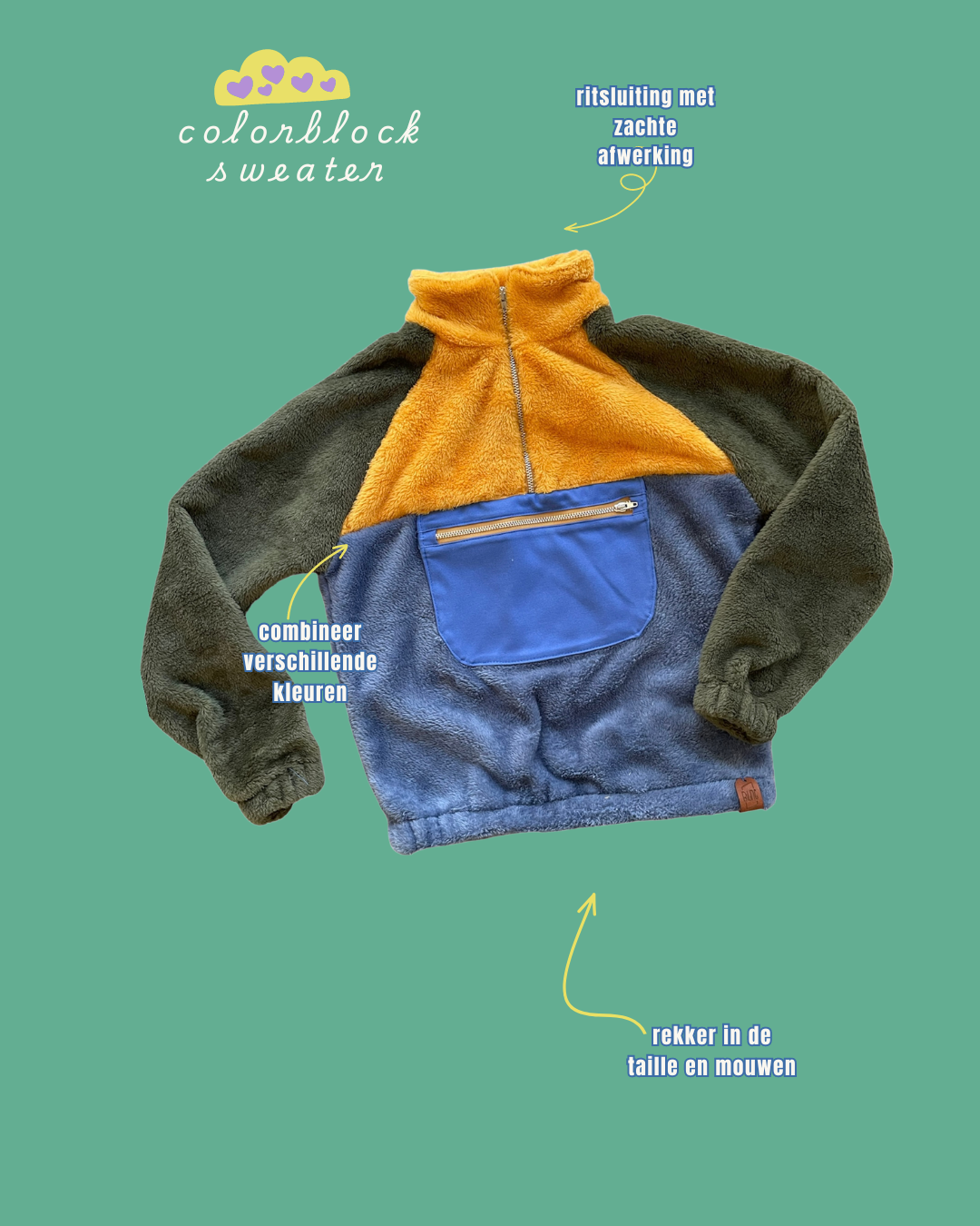 Blauwe Colourblock Sweater MEDIUM