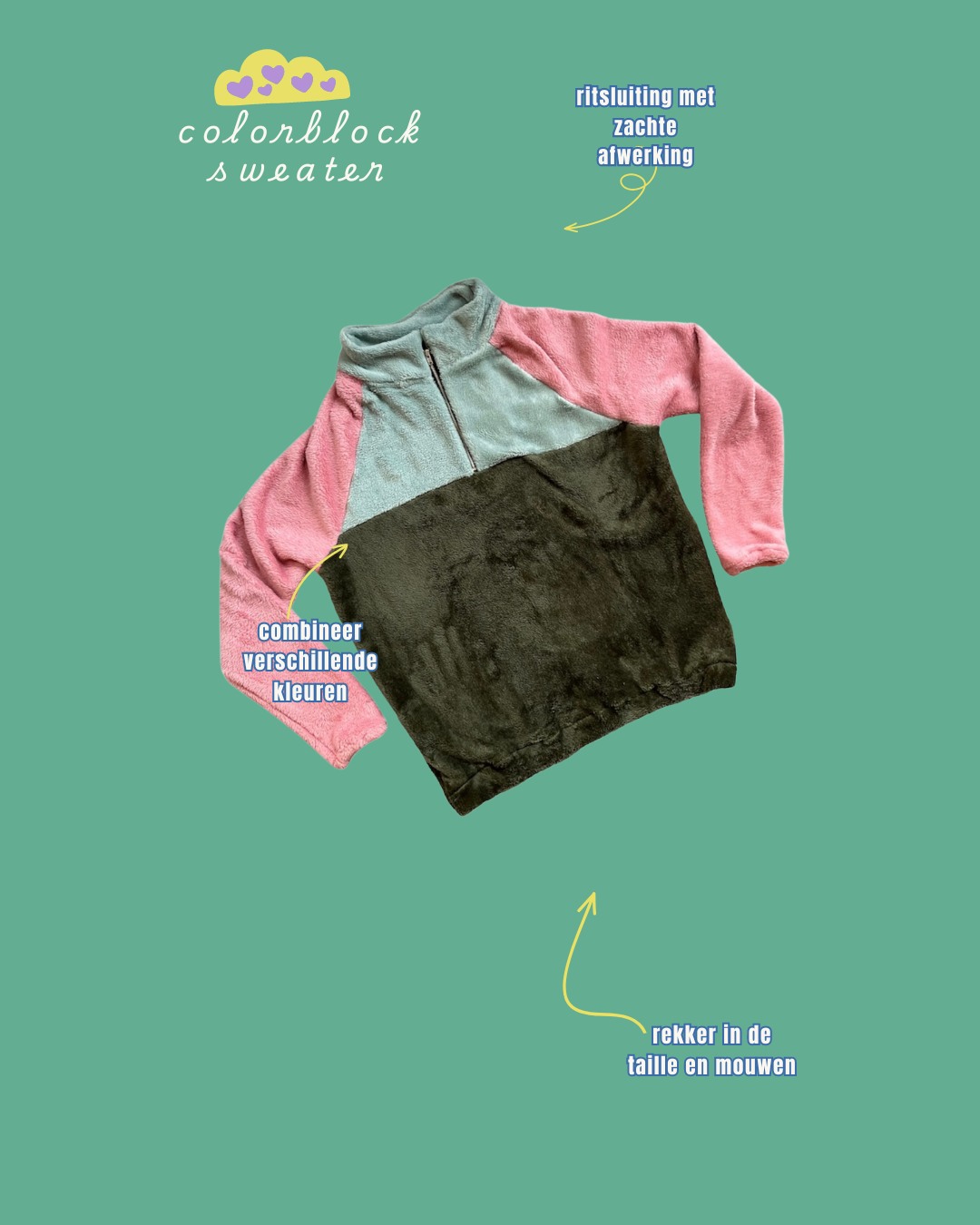 Donker groene Colourblock Sweater 4y