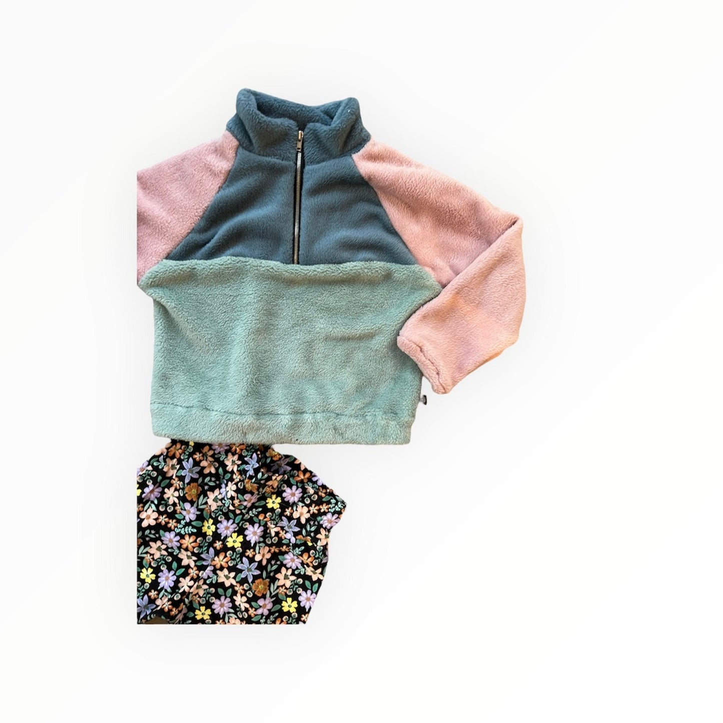 Colourblock 18m oudgroen/roze/blauw