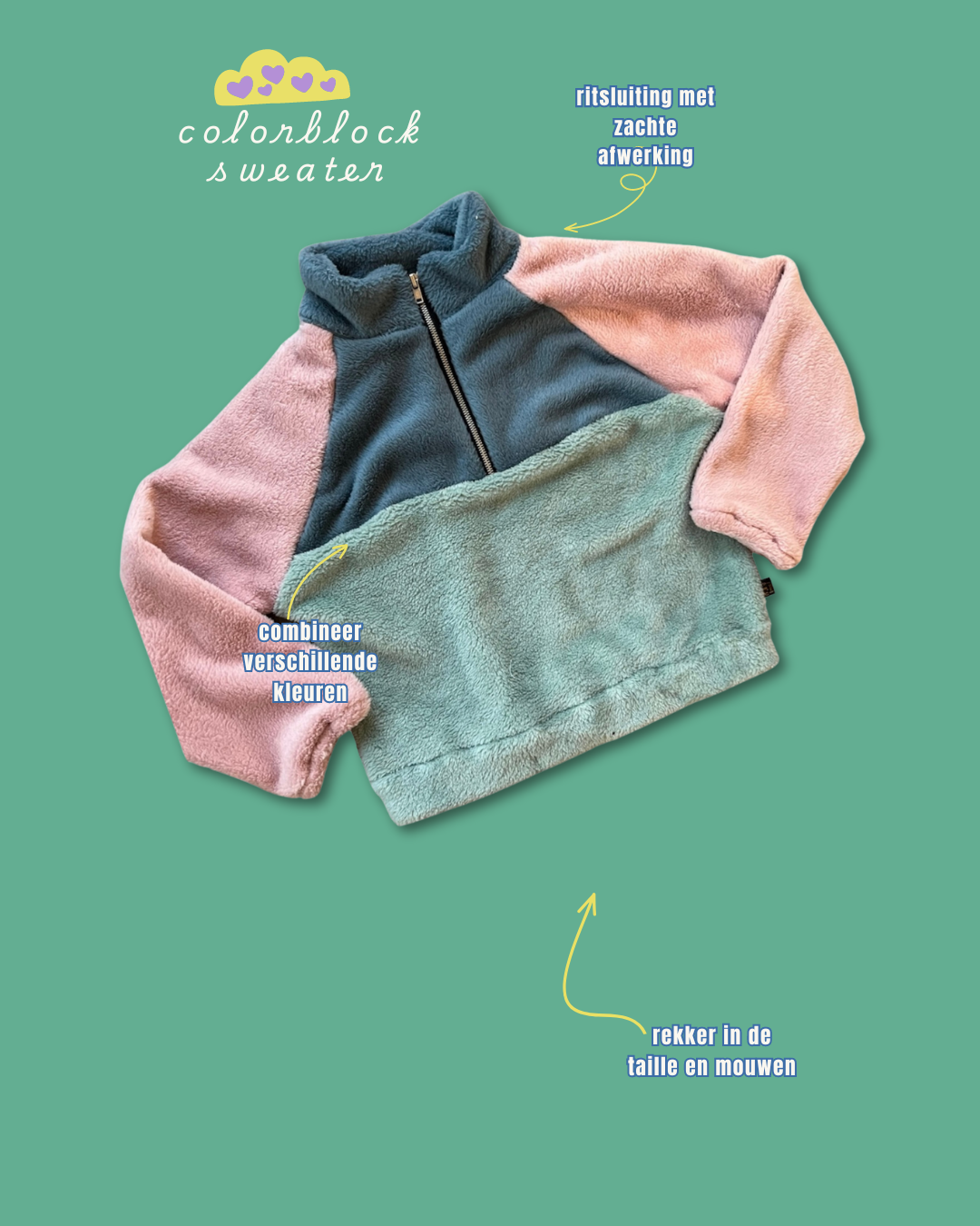 Mint groene Colourblock Sweater 2y