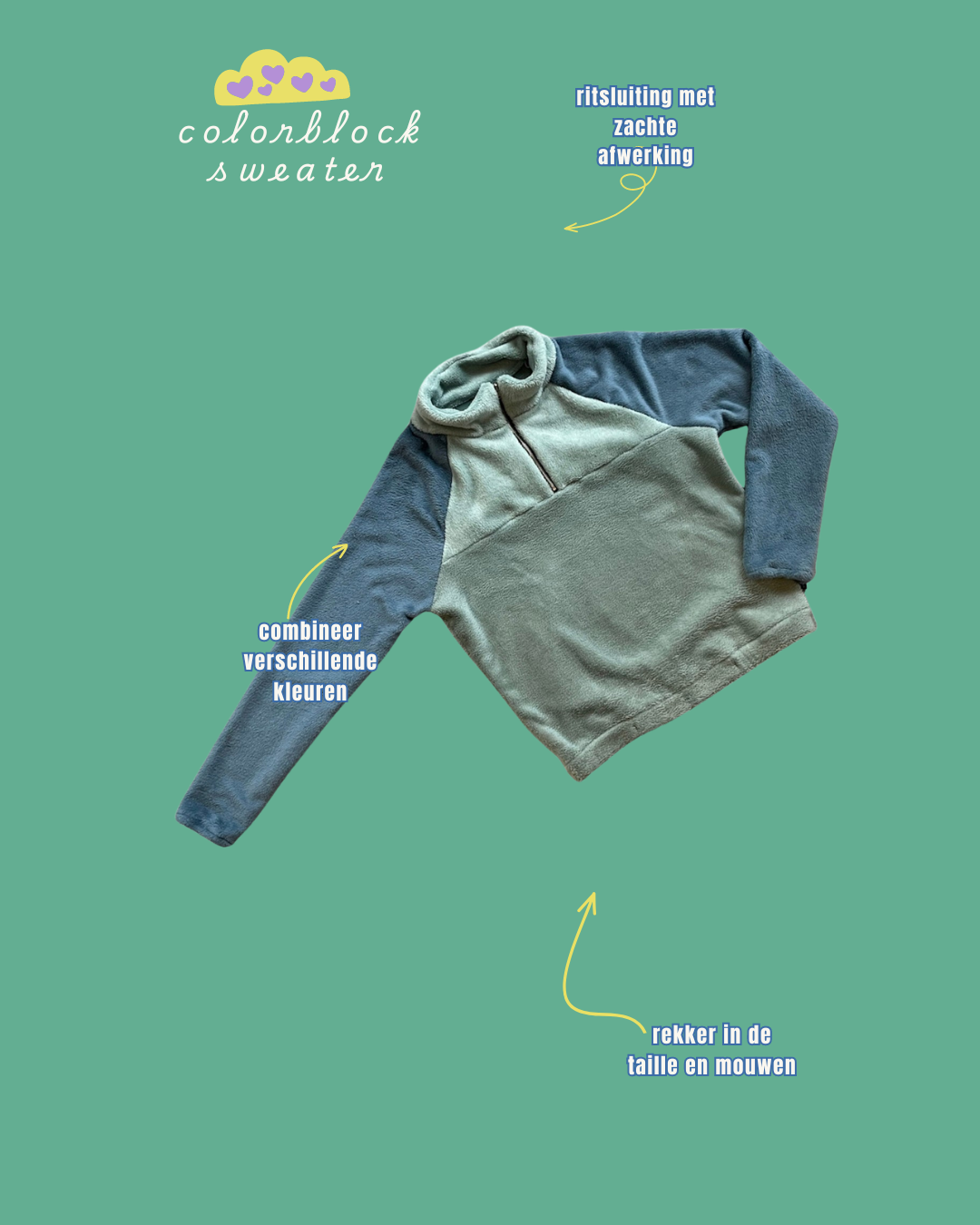 Mint groene Colourblock Sweater 2y