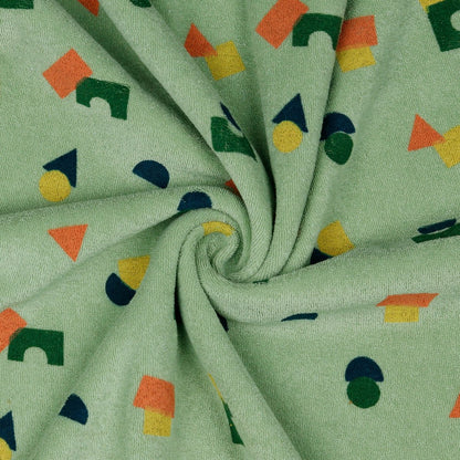 Stretch badstof shapes sage green