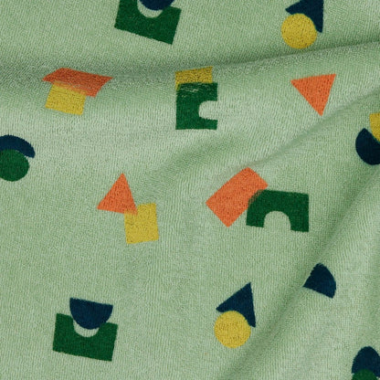 Stretch badstof shapes sage green