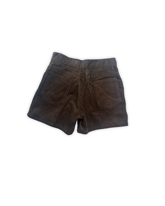 Short in ribfluweel donker bruin maat 158
