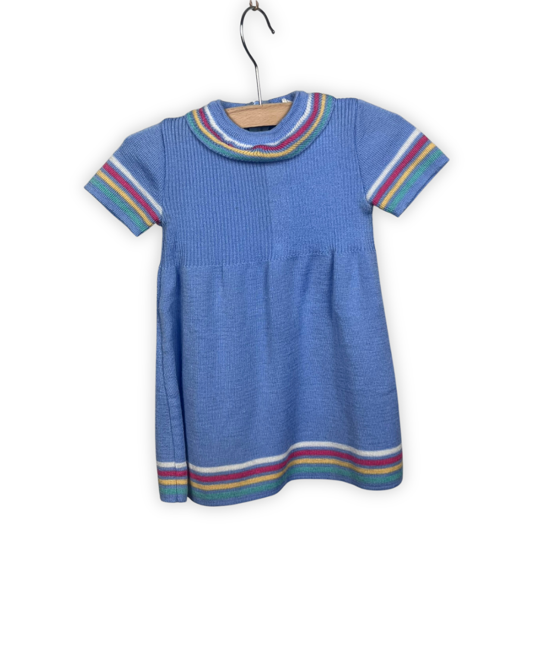 Gebreid licht blauw kleedje maat 12maand