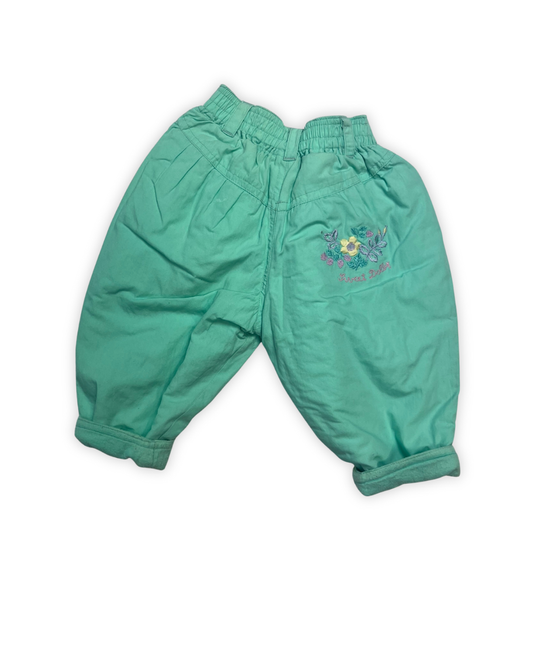 Mintgroen gevoerd broekje maat 74