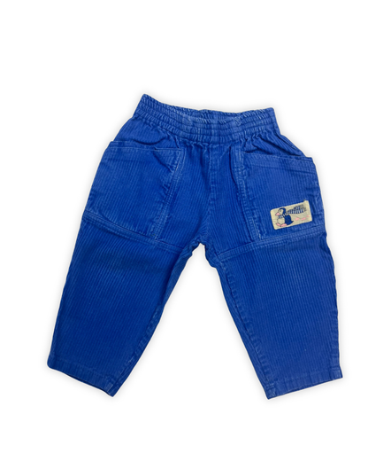 Blauwe rib fluwelen broek maat 80