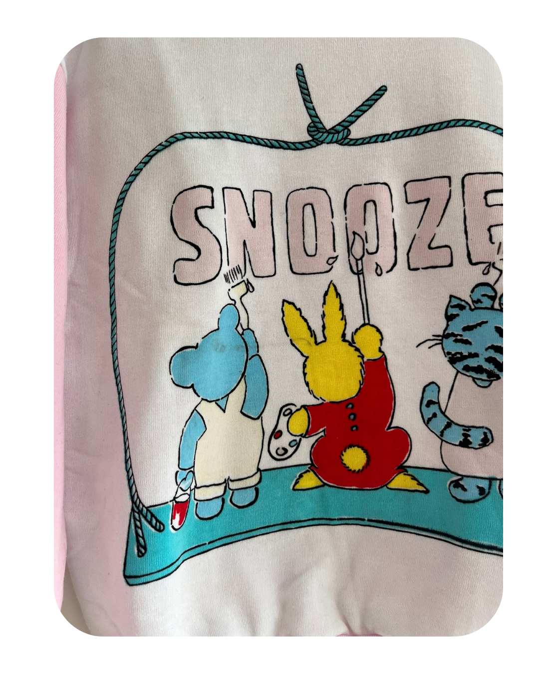 Roze trui met grappige print maat 5-6 jaar