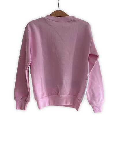 Roze trui met grappige print maat 5-6 jaar