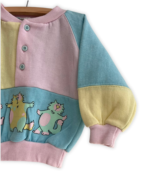 colorblock truitje met katjes maat 74