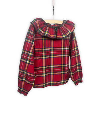 Geruit retro bloesje 5 jaar