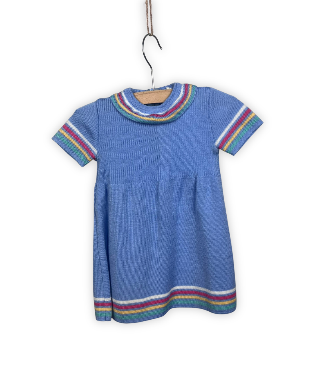 Gebreid licht blauw kleedje maat 12maand