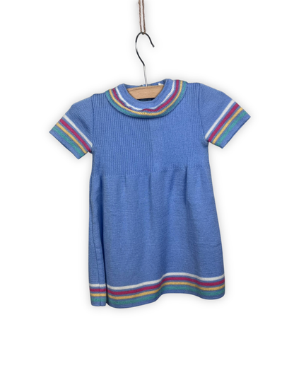 Gebreid licht blauw kleedje maat 12maand