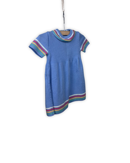 Gebreid licht blauw kleedje maat 12maand