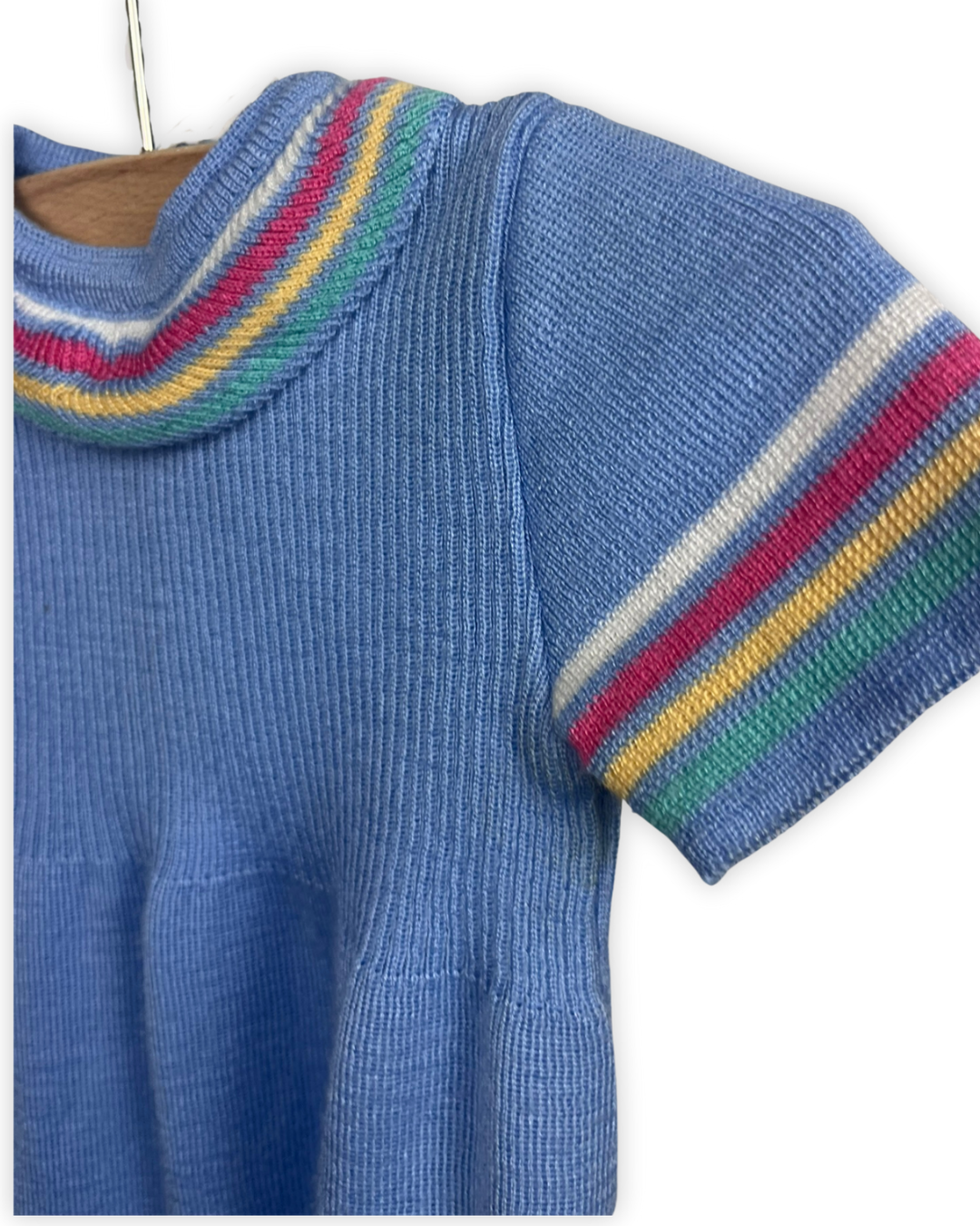 Gebreid licht blauw kleedje maat 12maand