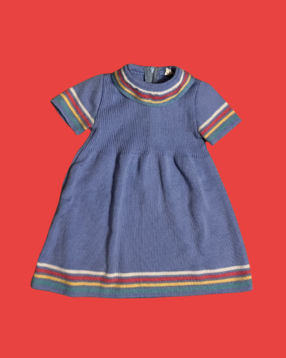 Gebreid licht blauw kleedje maat 12maand