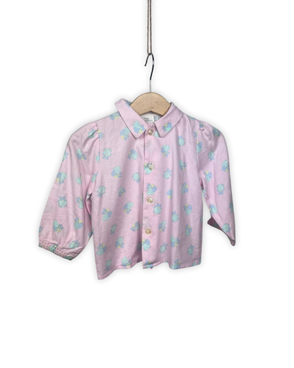 Roze bloesje met beertjes maat 12m / 80