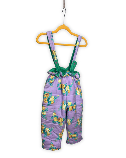 Gevoerde broek met vrolijke print en bretellen maat 86