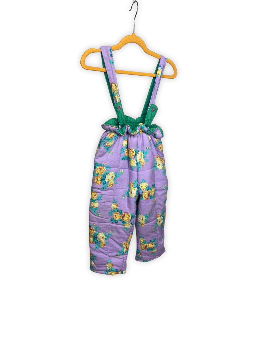 Gevoerde broek met vrolijke print en bretellen maat 86