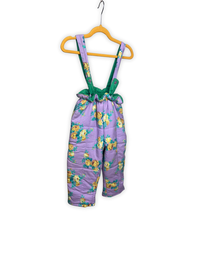 Gevoerde broek met vrolijke print en bretellen maat 86