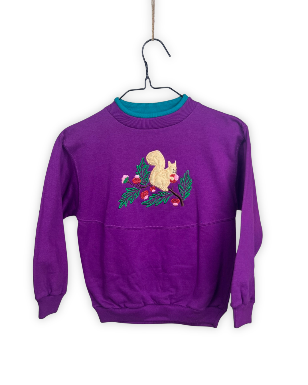 Paarse trui met eekhoorn maat 110