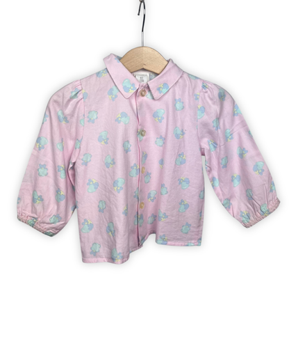 Roze bloesje met beertjes maat 12m / 80