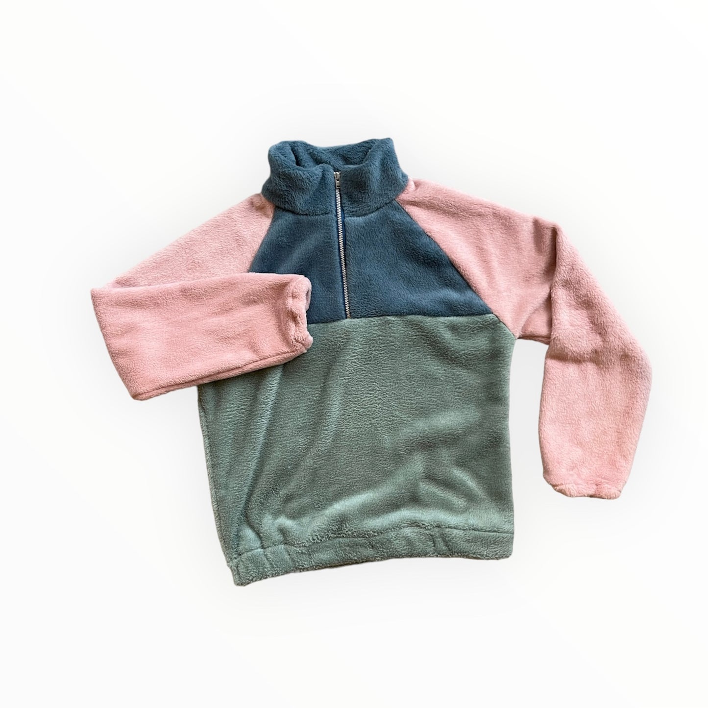 Colourblock sweater 7y oudgroen/roze/blauw