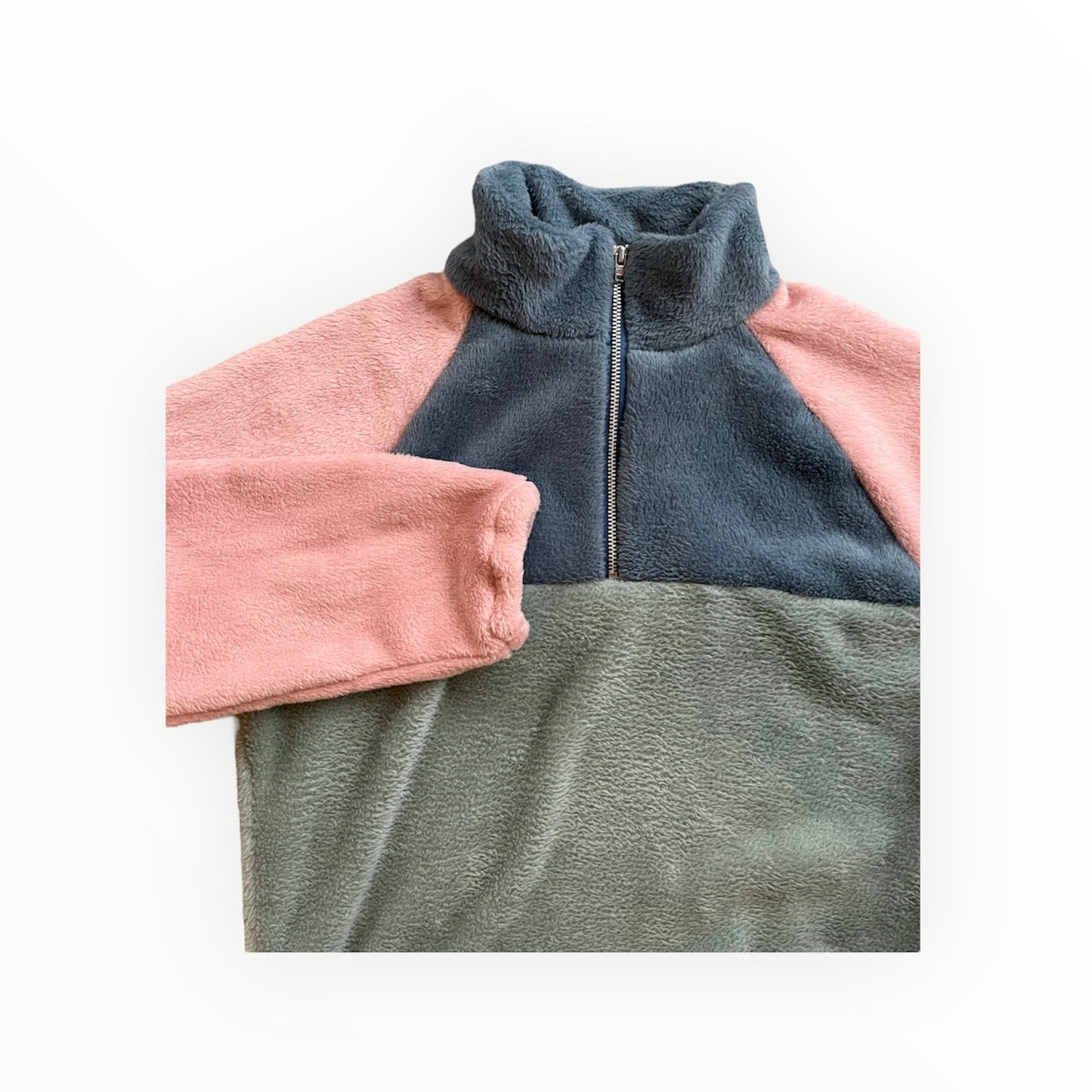 Colourblock sweater 7y oudgroen/roze/blauw