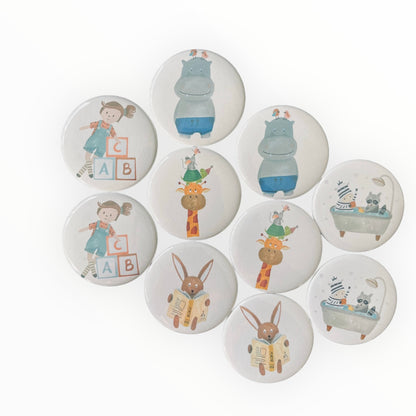 Pakket 10 magneten - vrije tijd (31mm)