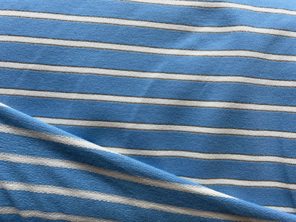 French terry Indigo/beige met een gouden lijntje